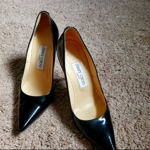 Jimmy Choo Black Patent Leather Pointed-Toe Heels